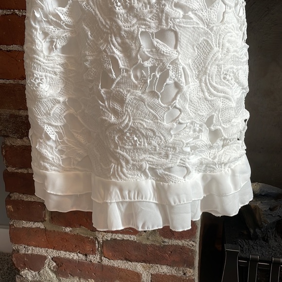 Lulu’s White Crochet Mini Dress with Ruffle Details - Picture 3 of 9